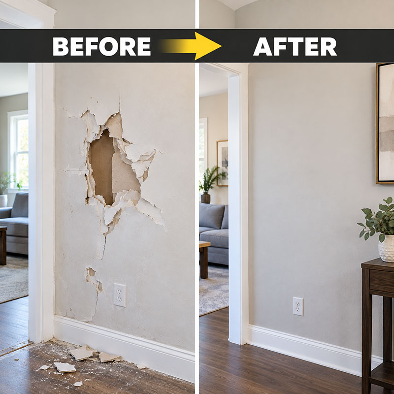 drywall repair before after los angeles